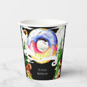 Gobelets En Papier Anniversaire simple de beigne enchantée (Recto)