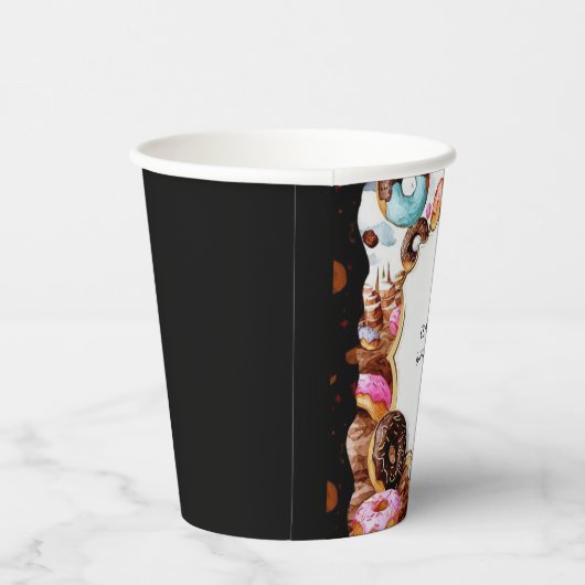 Gobelets En Papier Anniversaire simple de Donut pour enfants (Droite)