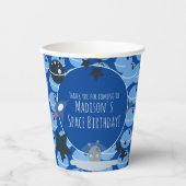 Gobelets En Papier Anniversaire Spatial Thème Alien Bleu Motif (Recto)