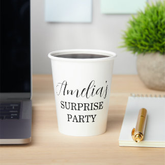 Gobelets En Papier Anniversaire surprise blanc et noir