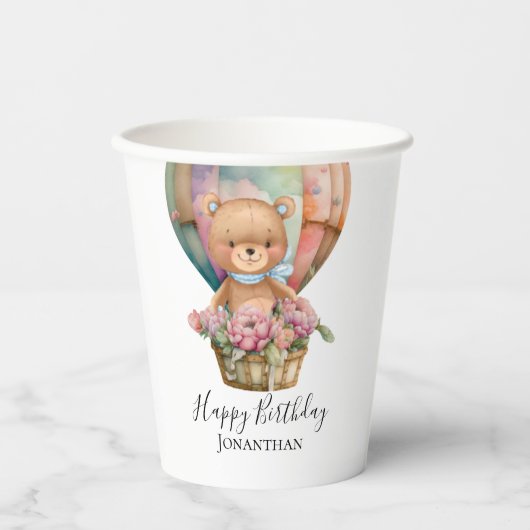 Gobelets En Papier Anniversaire Teddy Bear (Recto)