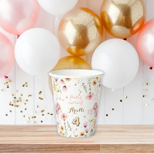 Gobelets En Papier Anniversaire thé dans le jardin floral de fée past