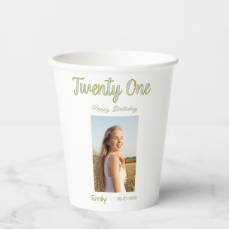 Gobelets En Papier anniversaire vingt et un ans photo ombre fille gri