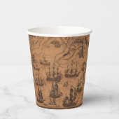 Gobelets En Papier Antique carte Pirate anniversaire fête (Gauche)