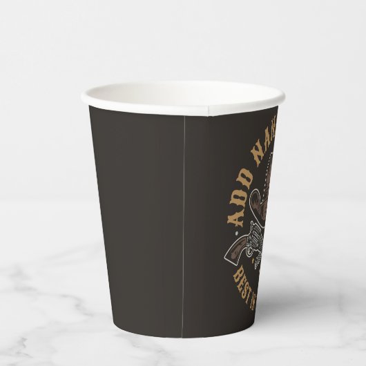 Gobelets En Papier Antique Cowboy Guns AJOUTER NOM Old Wild West Salo (Droite)