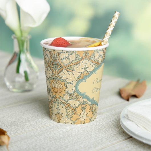 Gobelets En Papier Antique Victorien William Morris St. James Floral (Insitu)