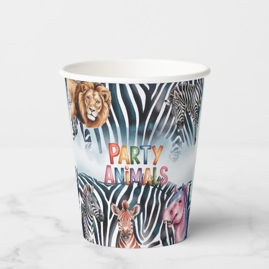 Gobelets En Papier Appel à tous les animaux de fête Fête d'anniversai (Verso)