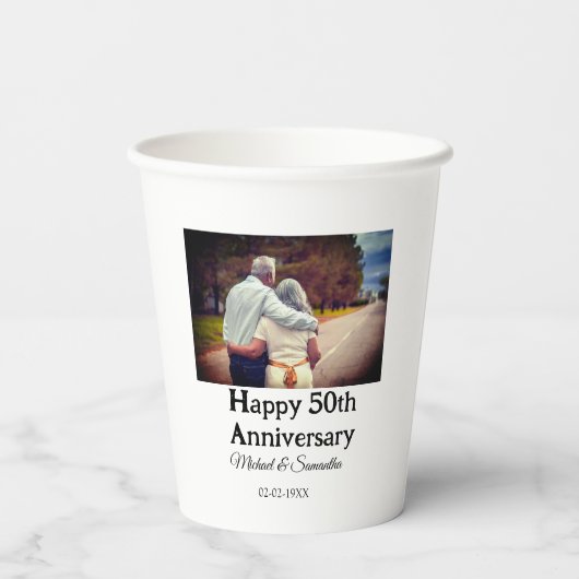 Gobelets En Papier applaudissements à 50 ans anniversaire ajouter nom (Verso)