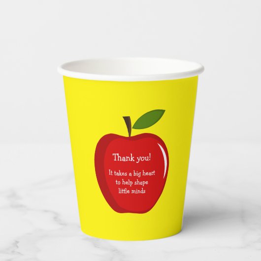 Gobelets En Papier Appréciation de l'enseignant de Red Apple (Verso)