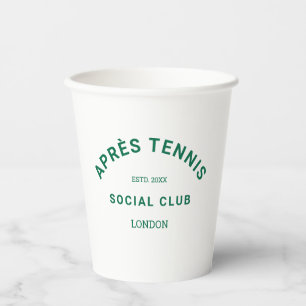 Gobelets En Papier Après Tennis Social Club Green personnalisé Crest