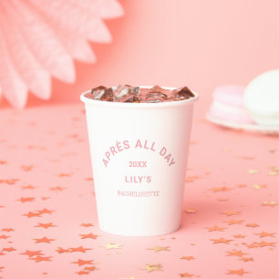 Gobelets En Papier Après tout le jour rose Bachelorette Ski Party Cre