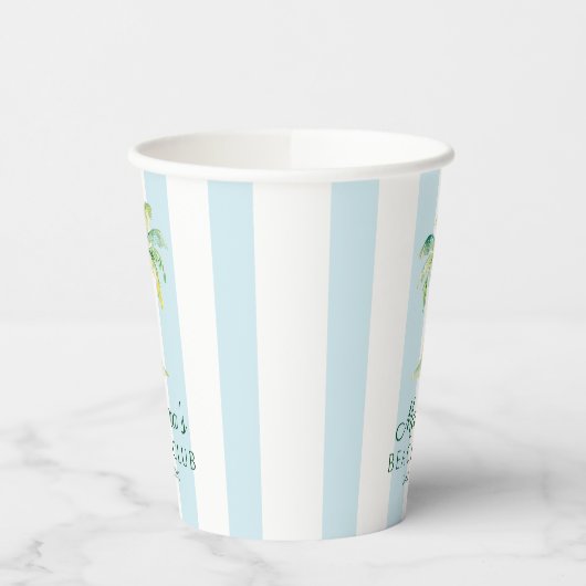 Gobelets En Papier Aqua Blue Cabana Stripes Palm Beach Club Anniversa (Gauche)