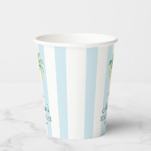 Gobelets En Papier Aqua Blue Cabana Stripes Palm Beach Club Anniversa (Droite)