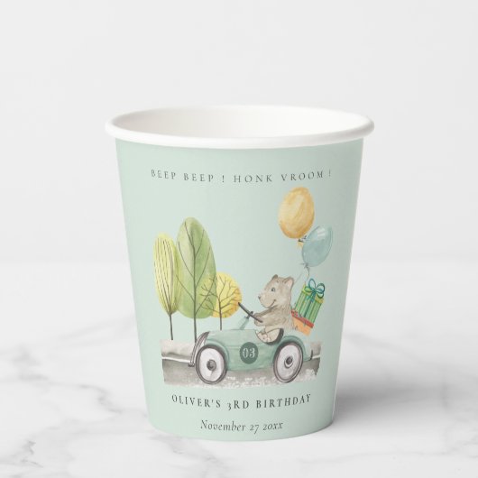 Gobelets En Papier Aqua Green N'importe quel âge Anniversaire Fête Te (Verso)