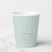 Gobelets En Papier Aqua Simple Elegant Gold Cross Baptism Christening (Verso)