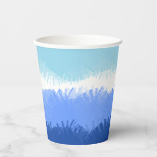 Gobelets En Papier Aquarelle Abstraite moderne tons bleus