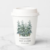 Gobelets En Papier Aquarelle Arbre de Noël Baby shower d'hiver (Verso)