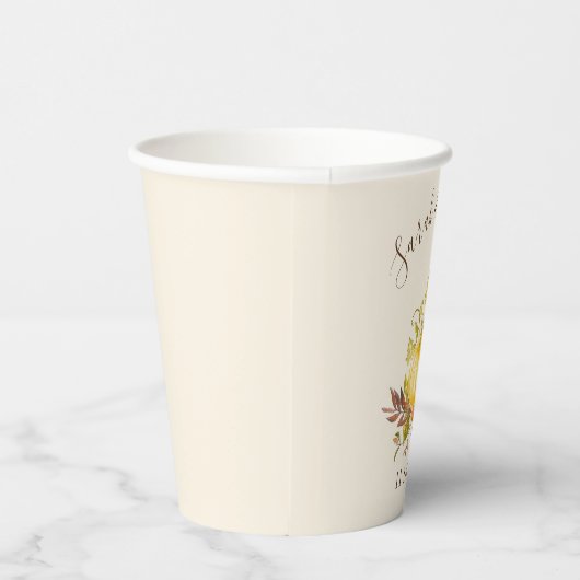 Gobelets En Papier Aquarelle Automne Citrouille et Mariage Feuille (Droite)