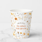 Gobelets En Papier Aquarelle Automne Jaune Baby shower Fleur sauvage (Verso)