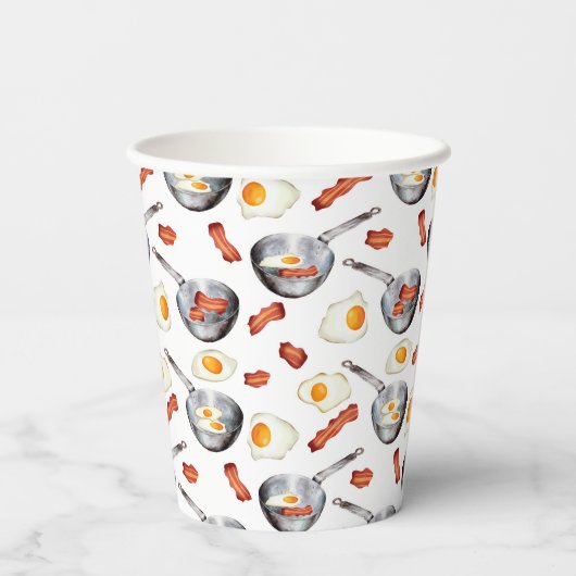 Gobelets En Papier Aquarelle Bacon & Oeufs Petit déjeuner Motif alime (Verso)