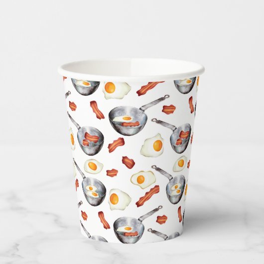 Gobelets En Papier Aquarelle Bacon & Oeufs Petit déjeuner Motif alime (Gauche)