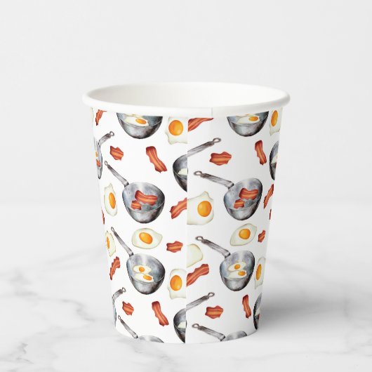 Gobelets En Papier Aquarelle Bacon & Oeufs Petit déjeuner Motif alime (Droite)