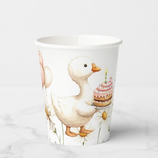 Gobelets En Papier Aquarelle Bébé Oie blanche Anniversaire fête migno (Gauche)