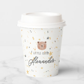 Gobelets En Papier Aquarelle blanche et Brown Baby shower mignon