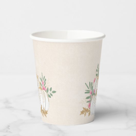 Gobelets En Papier Aquarelle blanche et Citrouille or (Gauche)