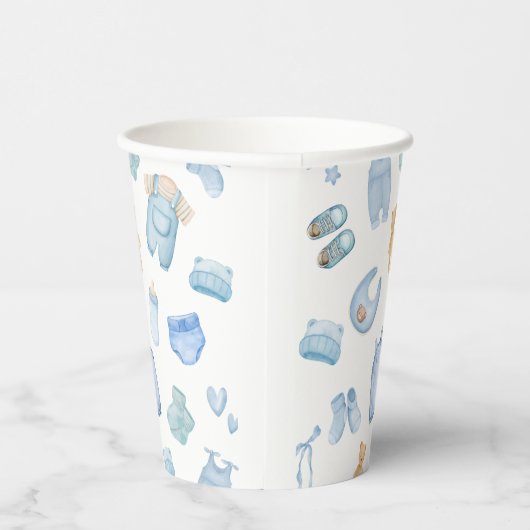 Gobelets En Papier Aquarelle Blanchisserie Baby shower de verdure ble (Droite)