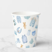 Gobelets En Papier Aquarelle Blanchisserie Baby shower de verdure ble (Recto)