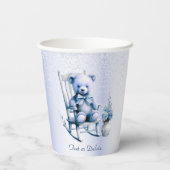 Gobelets En Papier Aquarelle Bleu Bébé Coupes en papier ours (Verso)