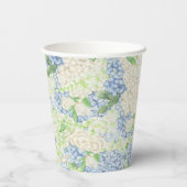 Gobelets En Papier Aquarelle Bleu et Blanc Hydrangea Crest (Verso)