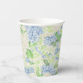 Gobelets En Papier Aquarelle Bleu et Blanc Hydrangea Crest (Recto)