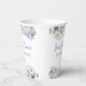Gobelets En Papier Aquarelle bleu florale bébé garçon douche tasses e (Droite)