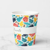 Gobelets En Papier Aquarelle bleu naturel Jaune Mariage de tournesols (Verso)