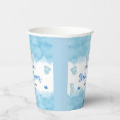 Gobelets En Papier Aquarelle bleu nuage pastel brosse bébé garçon dou (Droite)