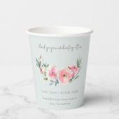 Gobelets En Papier Aquarelle bleu rose orchidée Mariage floral (Verso)