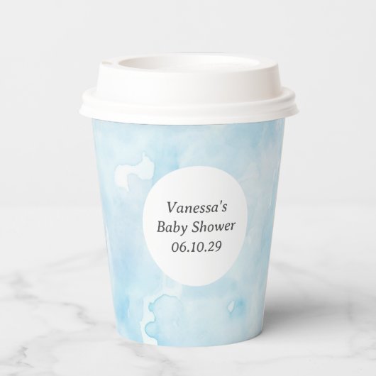 Gobelets En Papier Aquarelle bleu simple motif de texture (Verso)