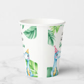 Gobelets En Papier Aquarelle Bleu Trex Vert Enfants 3e anniversaire (Droite)