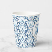 Gobelets En Papier Aquarelle bleue Fête des mariées de crête monogram (Droite)