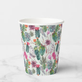 Gobelets En Papier Aquarelle Boho exotique Cactus et Motif succulent (Verso)