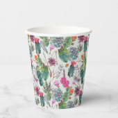 Gobelets En Papier Aquarelle Boho exotique Cactus et Motif succulent (Recto)
