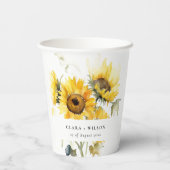 Gobelets En Papier Aquarelle Boho minimale Tournesol Mariage rustique (Verso)