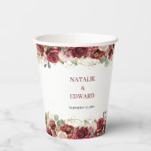 Gobelets En Papier Aquarelle bordeaux et rougir rose eucalyptus (Verso)