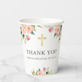 Gobelets En Papier Aquarelle Botanique Floral Première Communion Sain (Verso)