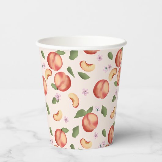 Gobelets En Papier Aquarelle botanique Pêches et fleurs (Verso)