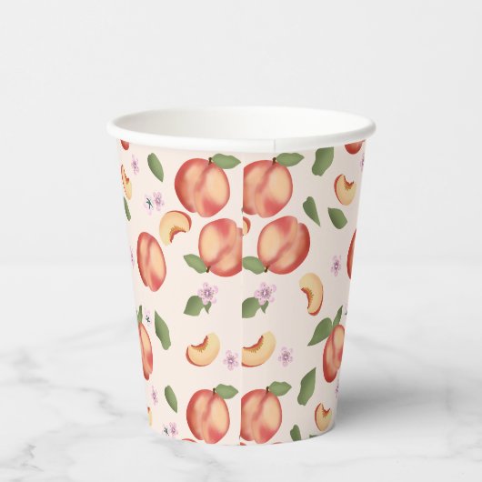 Gobelets En Papier Aquarelle botanique Pêches et fleurs (Droite)