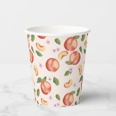 Gobelets En Papier Aquarelle botanique Pêches et fleurs (Recto)