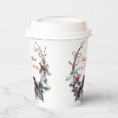 Gobelets En Papier Aquarelle Bullfinies Wreath - Joyeux Noël Pa (Gauche)